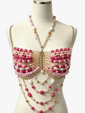 Beaded Body Chain Bra Top